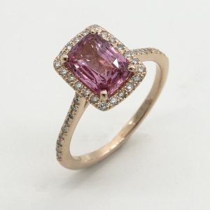 Pembe Safir Halo Yüzük