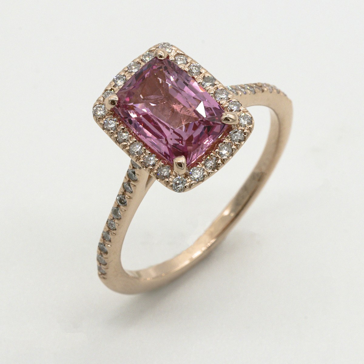 Rose Sapphire Halo Ring